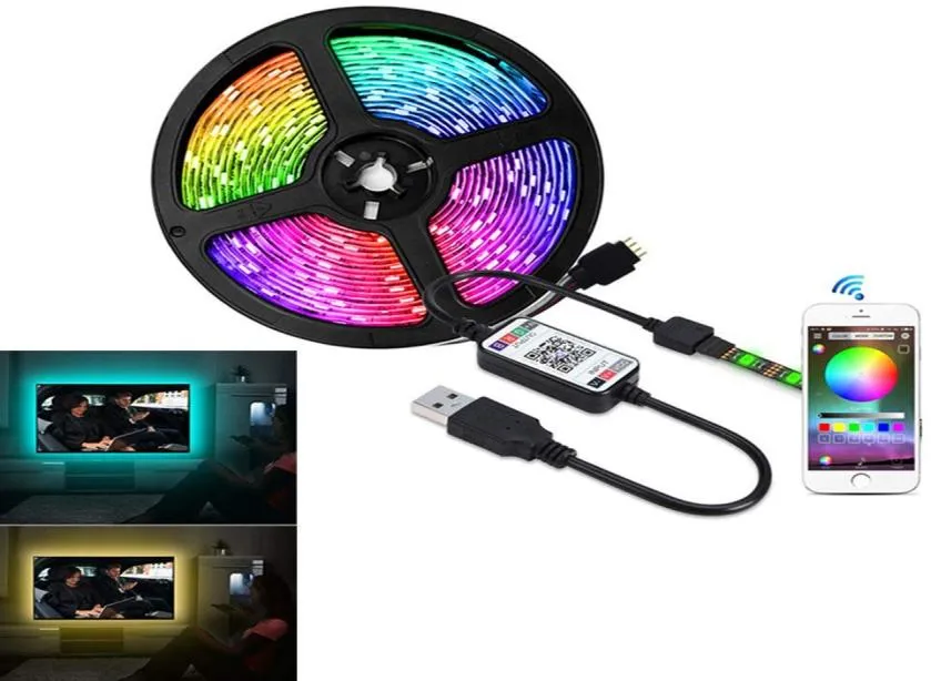 LED-striplicht DC5V Bluetooth-bediening RGB SMD5050 30 LEDsm USB Kleurrijk synchroniseren met muziek Timer Flexibele achtergrondverlichting voor tv C6730860