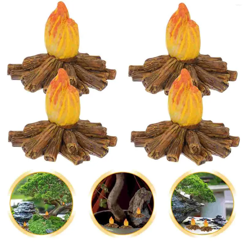 Garden Decorations 4 Pcs Resin Fire Fake Flames Camping Accessories Night Light Halloween Fireplace Ornament