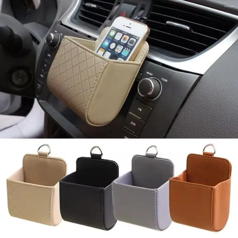 Borse portaoggetti Borsa per auto Presa d'aria Scatola della spazzatura Accessori Cruscotto Tidy Organizer in pelle da appendere