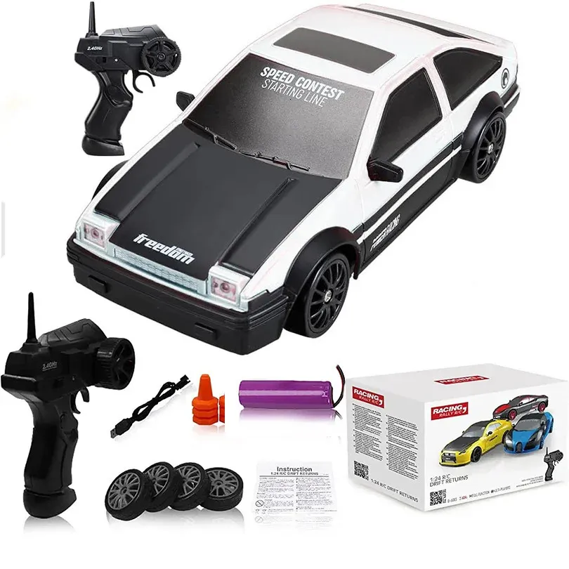 1/24 AE86 télécommande voiture de course jouets pour enfants 4WD 2.4G haute vitesse GTR RC Drift voiture cadeaux pour adultes enfants 240328