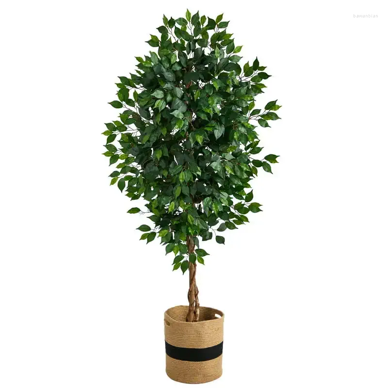 Decorative Flowers Ficus Artificial Tree In Cotton Planter