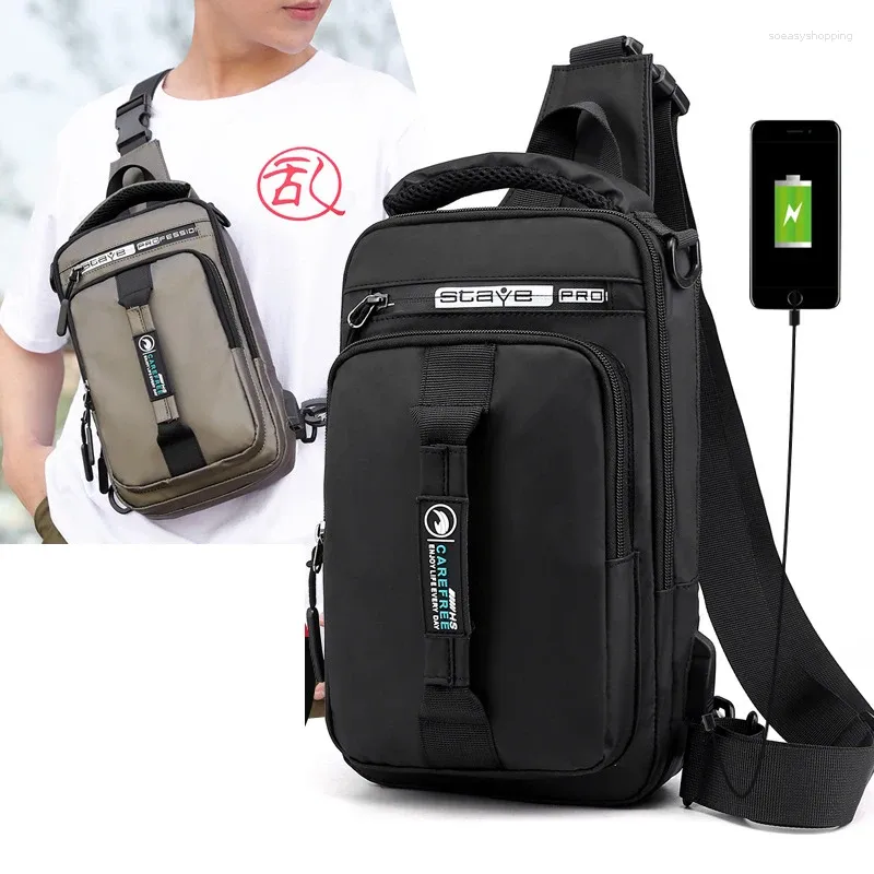 배낭 남성 나일론 군용 knapsack 메신저 가슴 가방 다기능 USB 충전 인터페이스 남성 크로스 바디 배낭 가방