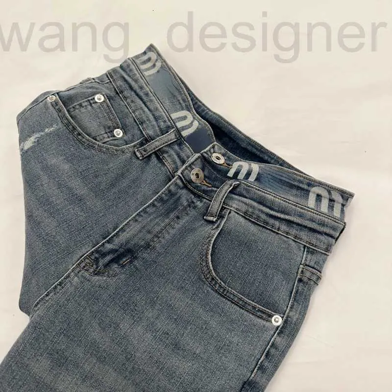 女子ジーンズのデザイナーレタープリントファッションジーンズレディースハイウエストズボンパンツ洗浄されたデニムパンツbw5p