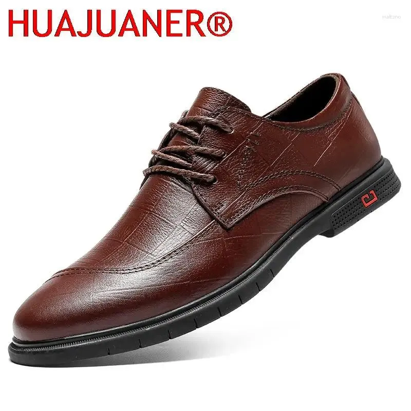 Chaussures décontractées pour hommes d'affaires en cuir véritable homme bureau mariage loisirs marche formelle Oxford pour hommes de haute qualité