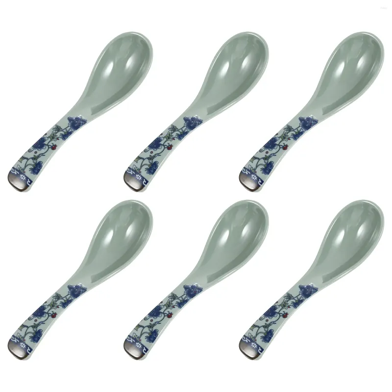 Spoons Anti Ceramic Blue And White Spoon Household Rice Durable Simple For Home Stirring Restaurant Scoops Asian