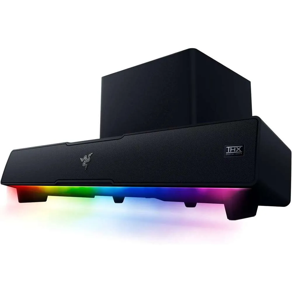 Razer Leviathan V2 Barre de son de jeu multi-pilotes pour PC avec caisson de basses, audio spatial THX, design compact, Chroma RGB, Bluetooth 5.2 pour ordinateur de bureau, ordinateur portable, smartphones