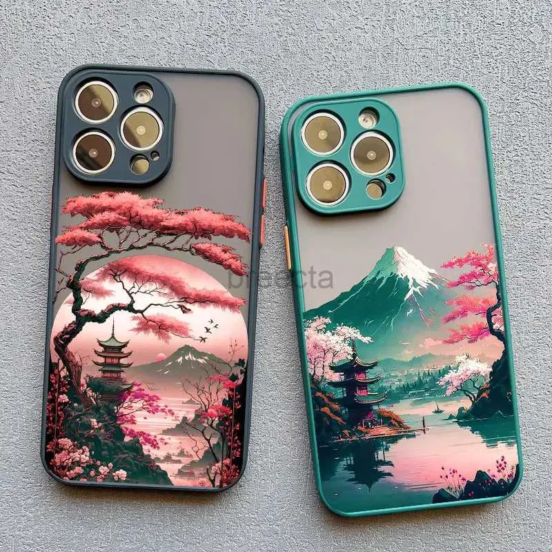 Custodie per telefoni cellulari Estetica giapponese Monte Fuji Mappa paesaggistica Custodia per iPhone 7 8 Plus 14 13 12 11 15 Pro Max Mini XR XS X Custodia antiurto 2442