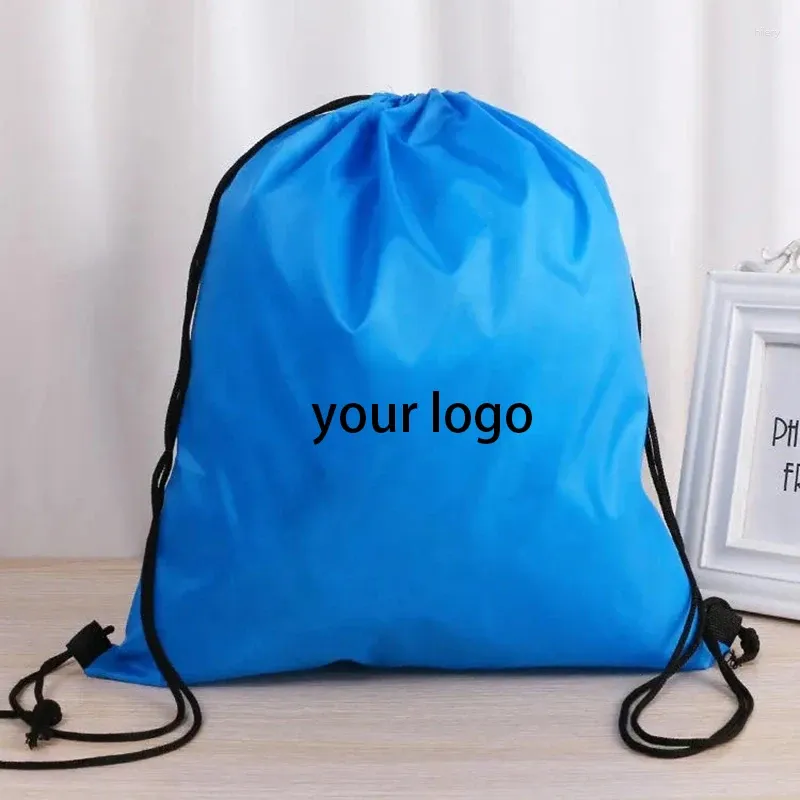 Gift Wrap Wholesales 500pcs/Lot Custom Logo Recyclable Outdoor Sport Waterproof Non-woven Drawstring Backpack Eco-friendly Knapsack
