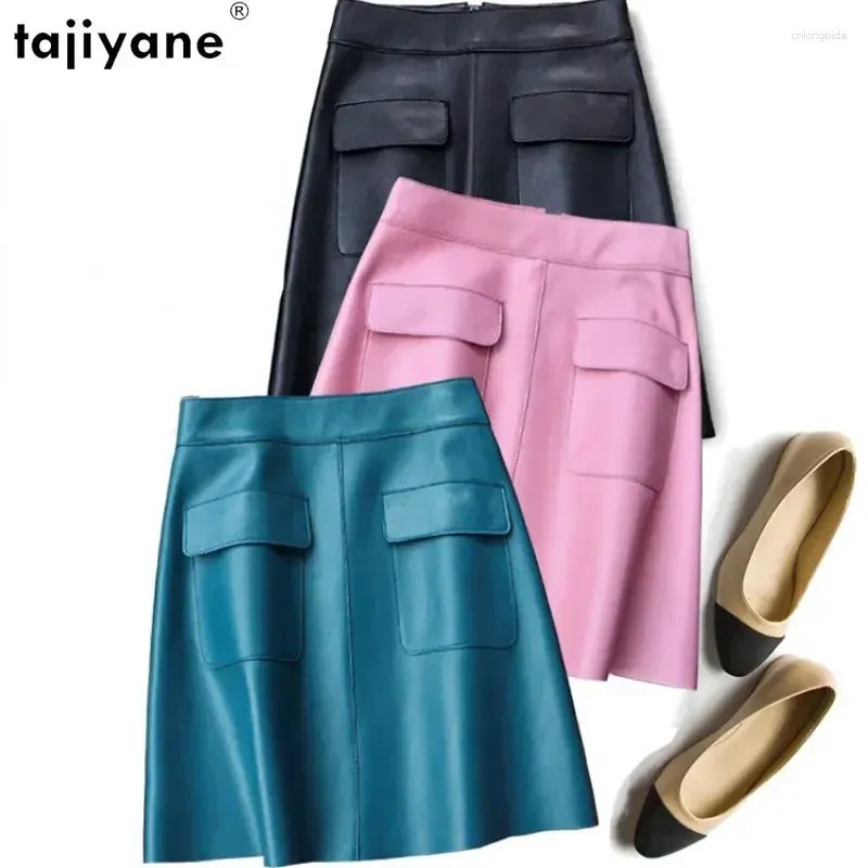 Skirts Tajiyane Genuine Leather For Women White Skirt Korean Style A-line Sheepskin Clothing Autumn Falda Mujer