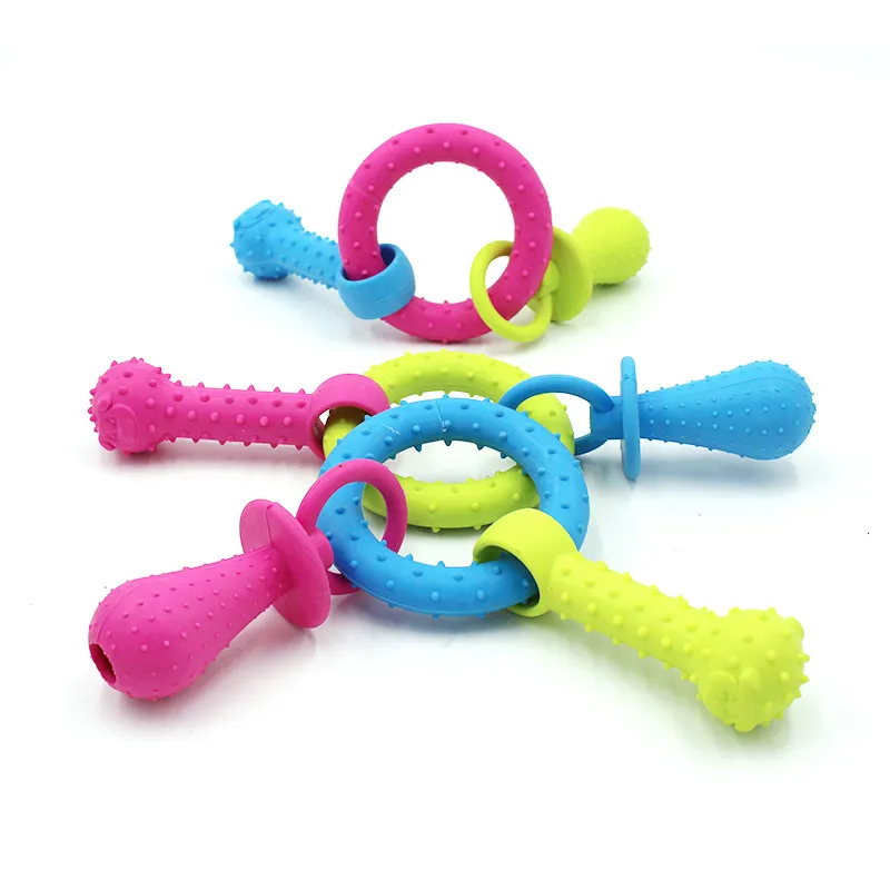Nuovo giocattolo per animali domestici Anello TPR giocattolo ciuccio anello osseo tre in uno molari di cane morso giocattolo all'ingrosso