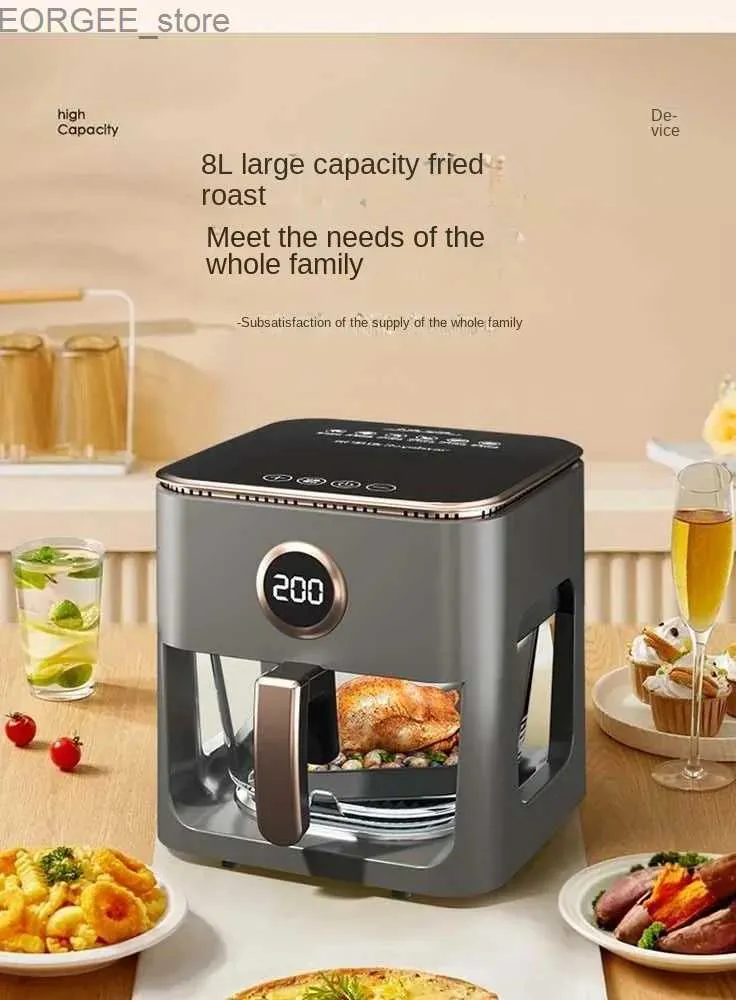 Air Fryers 220V Rongshida Air Fryer - New high-capacity and visually panoramic with borosilicate glass Y240402