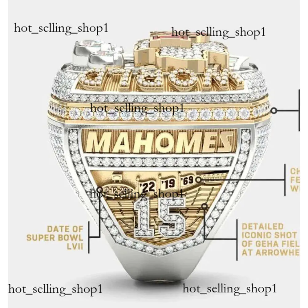 avec des pierres latérales 2022 2023 KC Super Bowl Team Champions Championnat Bague avec boîte d'affichage en bois Souvenir Hommes Fan Cadeau Drop Shipping 489