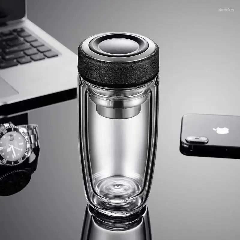 Bicchieri da vino Bicchiere da acqua per uso domestico a forma di U in vetro antiscottatura Gopeng a doppio strato creativo di alta qualità