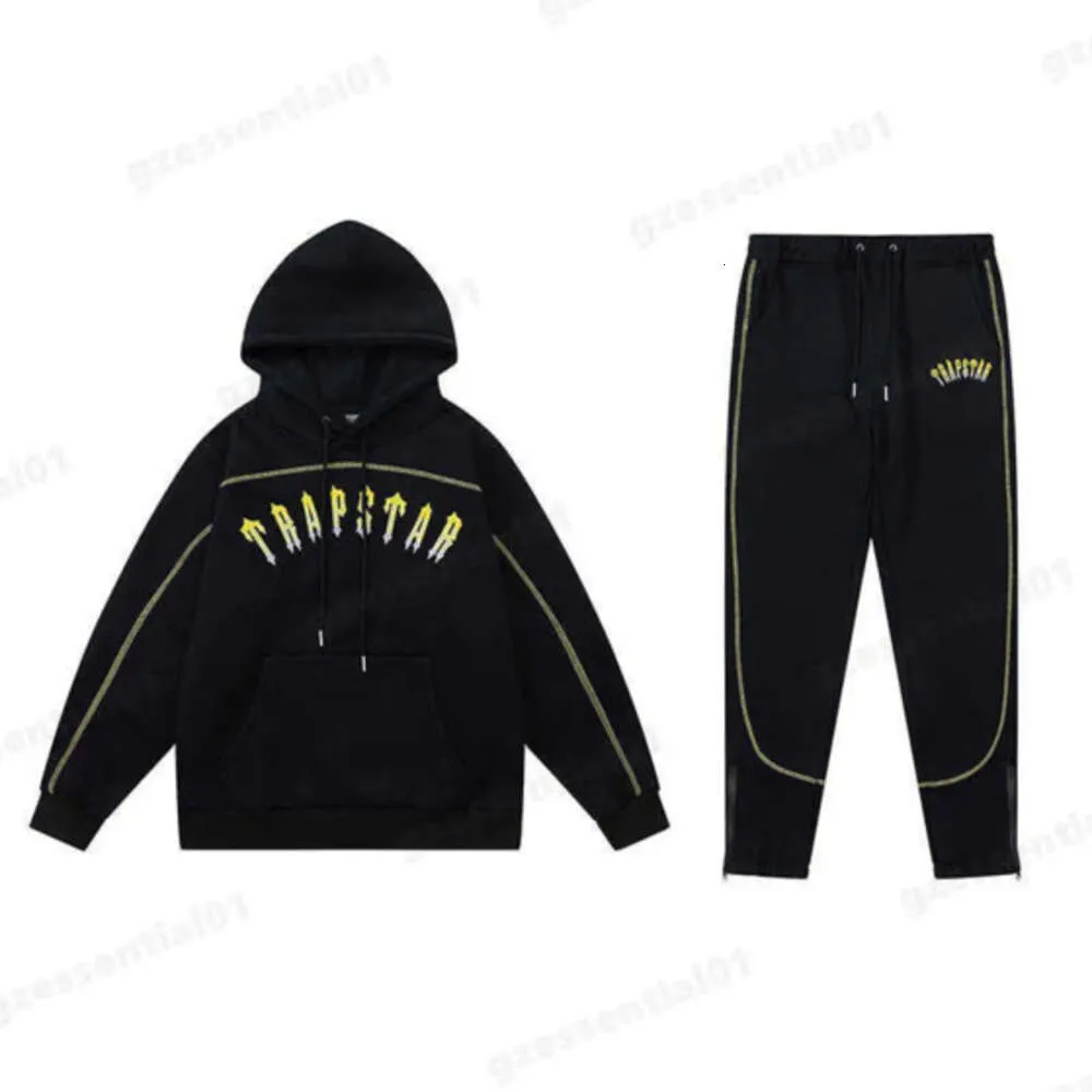 2024 Amarelo Trapstar Tracksuit Gradiente Bordado Acolchoado Moletom Com Capuz Moda Rua Sportwear Sweatpants Fatos Mulheres Pulôver Track Suit Roupas K