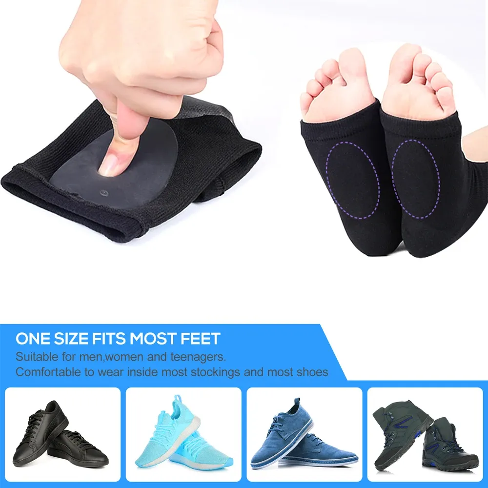 ddmymaster Arch Support Sleeve Cushioned Soft Elastic Reusable Gel Pad Fabric Arch Socks Flat Foot Pain Relief Plantar Fasciitis Heel Spurs