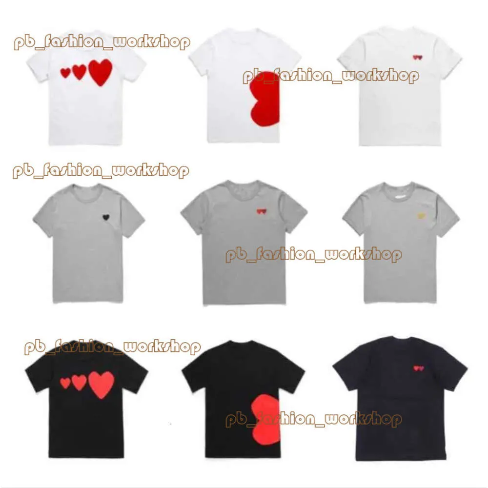 Commes des Garcon Jogar Mens Camiseta Designer Amor Casal Camisa Vermelho Commes Coração Mulheres Coração Vermelho Garcons Badge Des Quanlity Ts Algodão Cdg Bordado Manga Curta 471