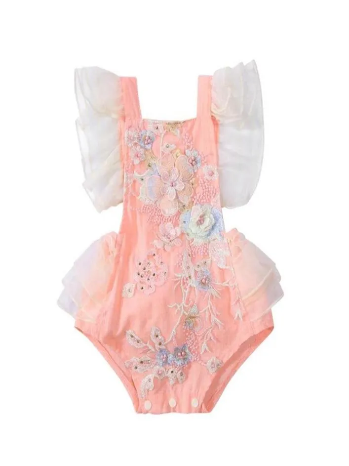 MaBaby 024M Princesa Nascida Infantil Bebê Menina Macacão Renda Pérola Flor Sem Mangas Macacão Macacão Roupas de Aniversário Macacões2278132517