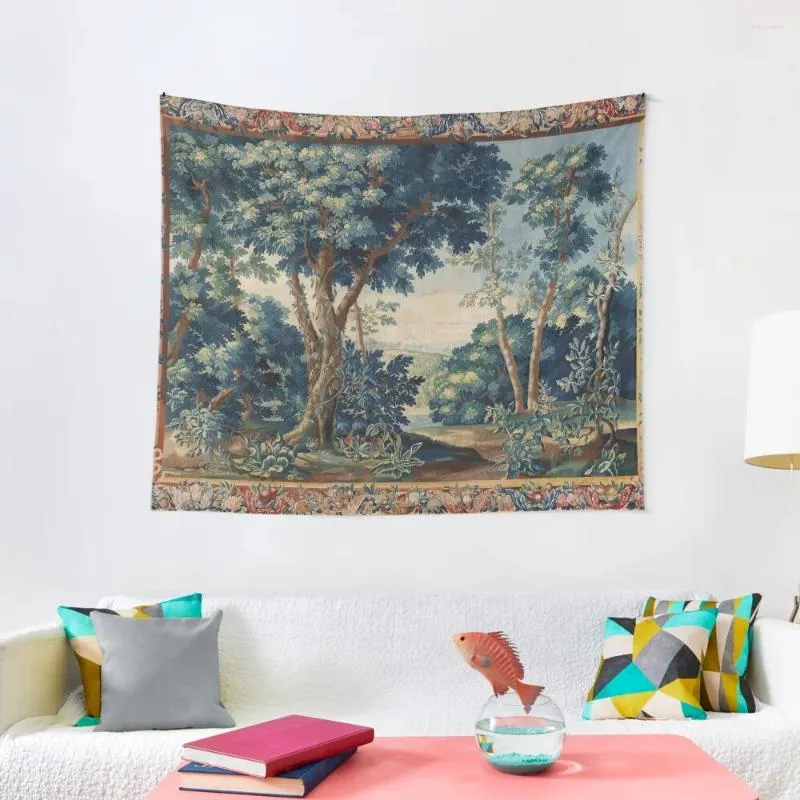 Tapestries groenbomen in boslandschap Antiek Vlaams tapijtruimte esthetisch decor slaapkamer decoraties