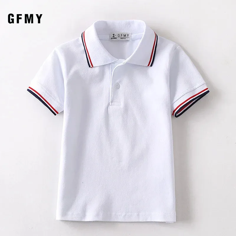 Kids Boys Lapel Short Sleeved White T-Shirt Tops Summer Cotton Childrens 폴로 셔츠 소년 Blouses et Chemises 240326