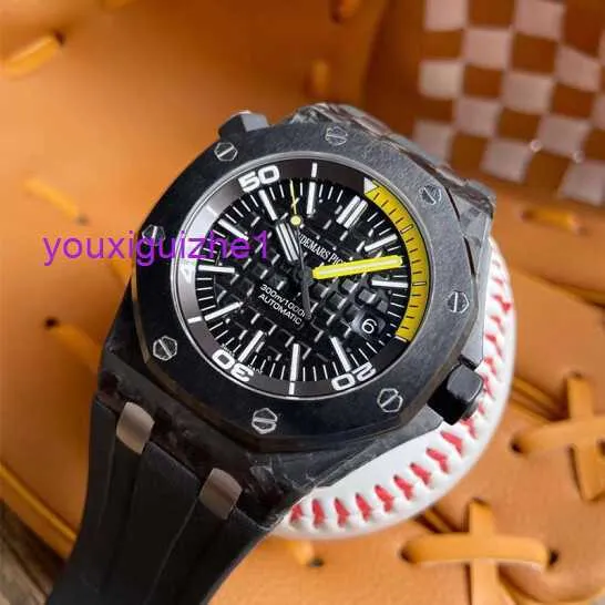 Luxury AP Wristwatch Royal Oak Offshore Series 15706 Forged Carbon Ceramic Ring Automatisk mekanisk 42mm herrklockor