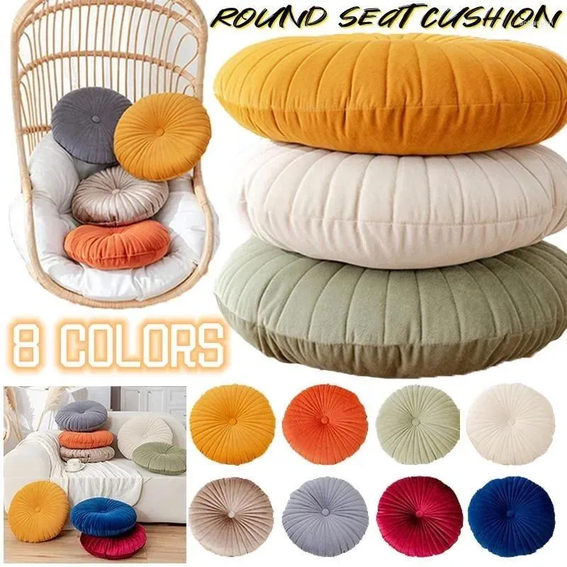 Pillow Round Seat Fashion European Velvet Throw Fabric Handmade Pleated Wheel Pumpkin