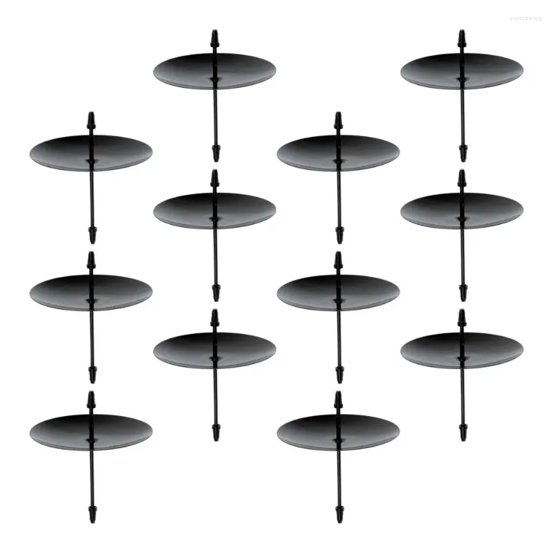 Bougeoirs 12 pièces support décoratif noir cône luminaire fer photophore support fixateur délicat mariage chandelier stands