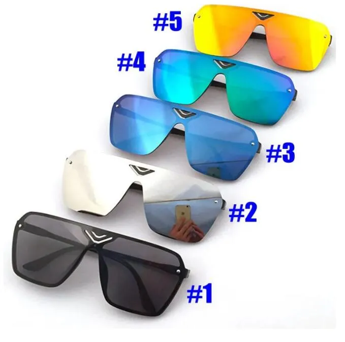 Einteilige große Marke Sonnenbrille Frauen Männer hochwertige bunte Sonnenbrille Damen UV400 Spiegel Brillen Sommer Mode reflektierende Sonnenbrille