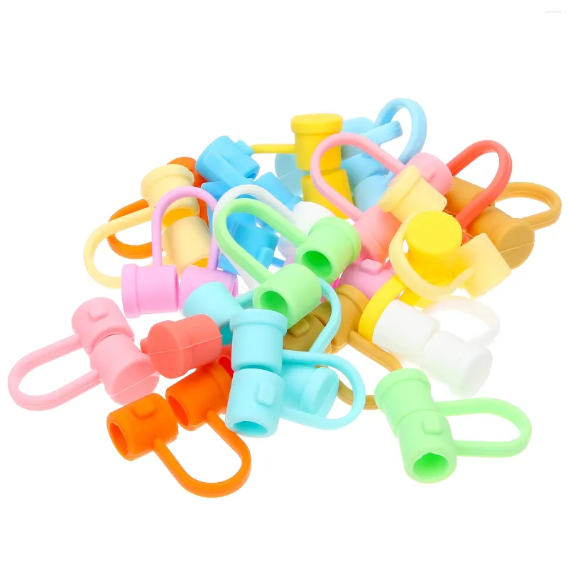 Disposable Cups Straws 24pcs Reusable Straw Cover Cap Silicone Tip Covers Drinking Protective Caps