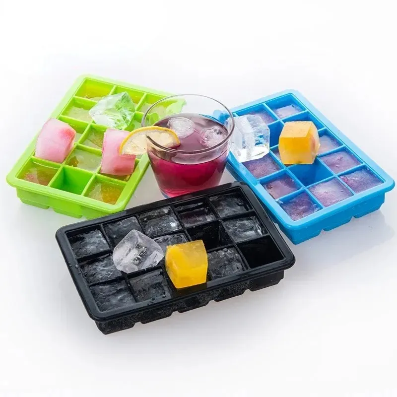 2024 15 Grid Silicone Ice Cube Mold Big Square Ice Cube Tray Mold Ice Cube Maker Icke-Toxic Hardble Bar Pub Wine Ice Blocks Maker- For Big Square Ice Cube Tray