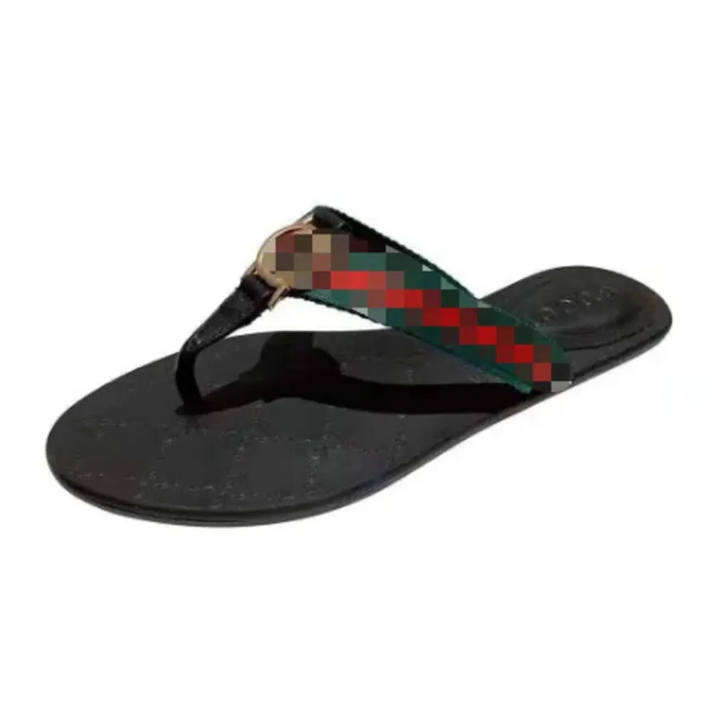 Luxury Women Sandals Double Web Thong Sandal Designer Women Flip Flops Fashion Beach Slippers 002