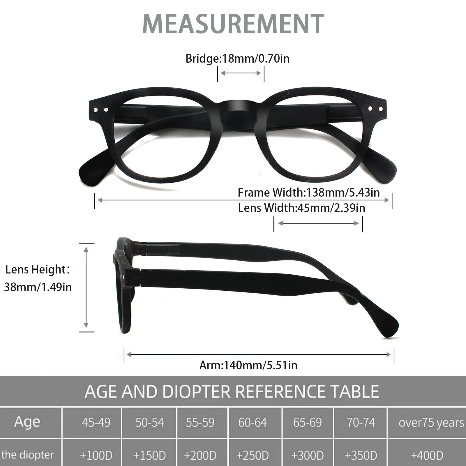 Turezing Round HD Diopter Reading Glasses to +600, Retro