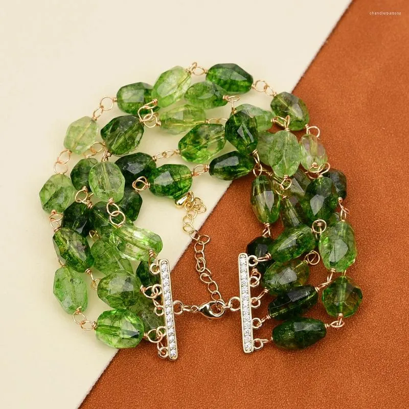 Strand G-G 5 rijen natuurlijke groene kwarts gefacetteerde vrije vorm Nugget edelsteen kettingarmband handgemaakte damesgeschenken