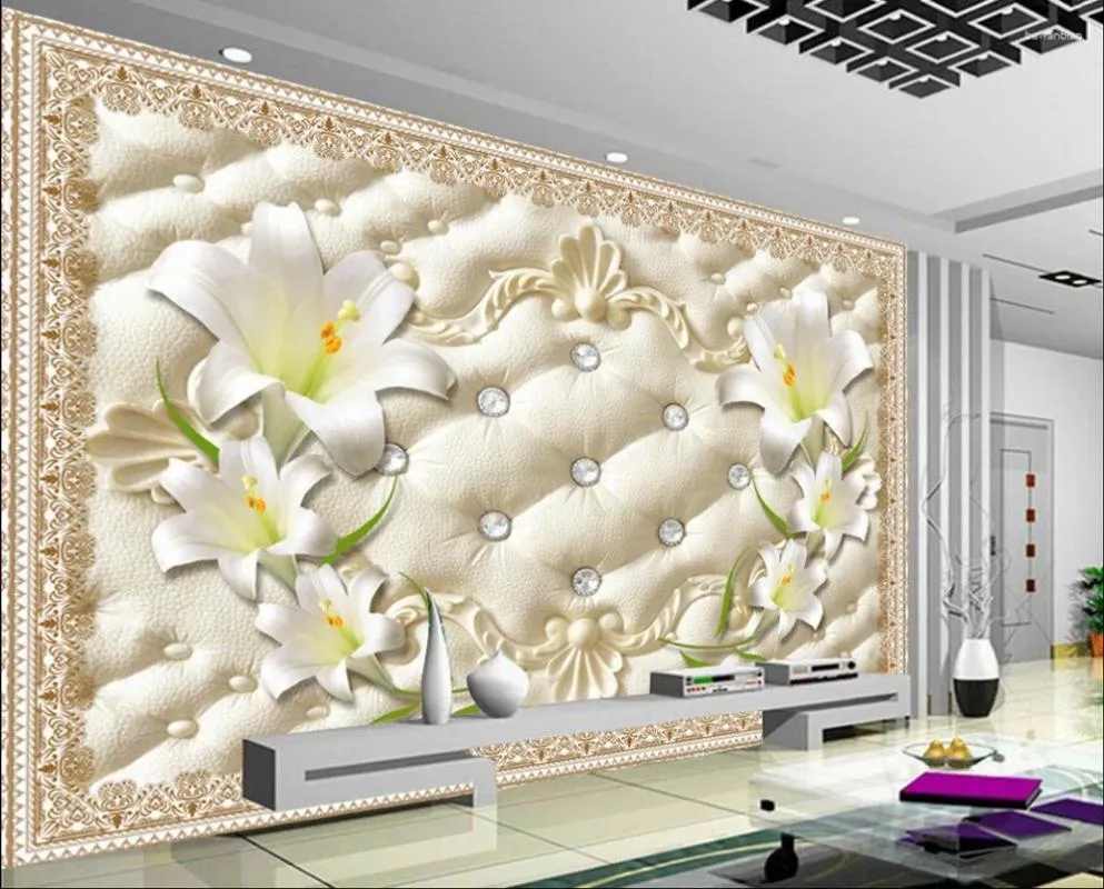 Tapeten 3D -Wandbilder Tapete für Wohnzimmer Blume Home Dekoration Klassische Wände