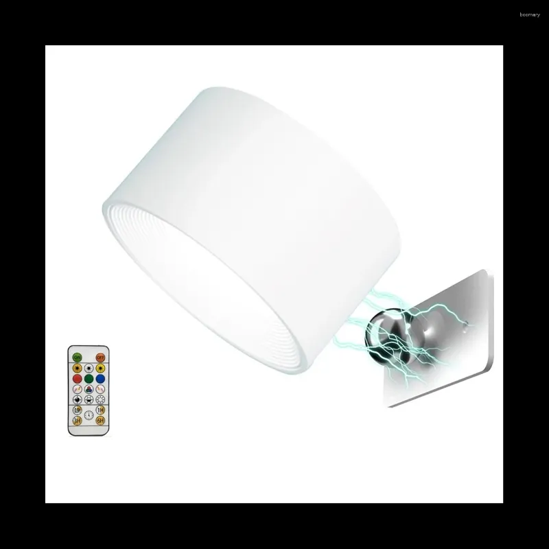 Wandlamp LED-sconce Mount RGB USB oplaadbaar 360 ° draaibaar draadloos licht voor nachtkastje Wit