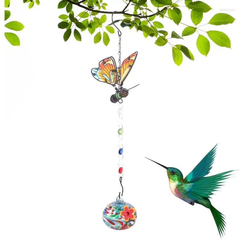 Inne zaopatrzenie ptaków Glass Hummingbird Feeder wiatr grzycie na zewnątrz wielokolorowe podajniki kreatywne na świeżym powietrzu