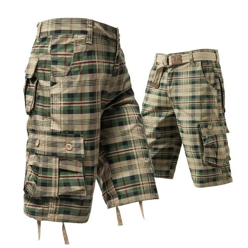 Men's Shorts Mens cargo shorts Y2K plaid knee shorts mens hunting summer jacket camouflage tactical half pants cool breathable shortsC240402