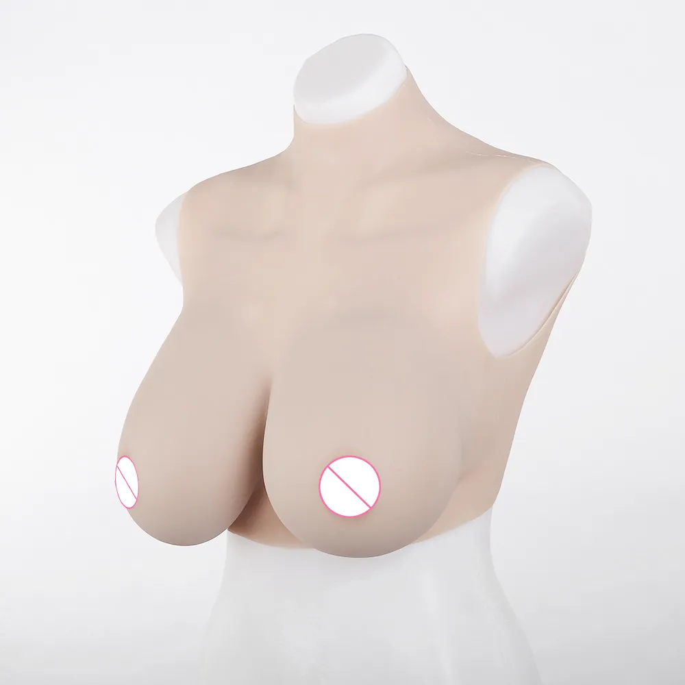 F Cup fausse mère travestissement CD silicone sein artificiel 3450G faux sein faux poitrine court col haut demi sein artificiel solide