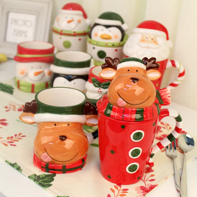 Kerst keramische mok creatieve 3D dier waterbeker paar koffiepaar beker ontbijtbeker geschenkbeker