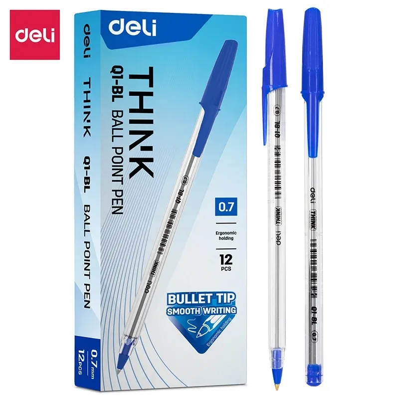 DHgate.com:Deli 12Pcs/Box 0.7mm Ballpoint Pens, Black/Blue