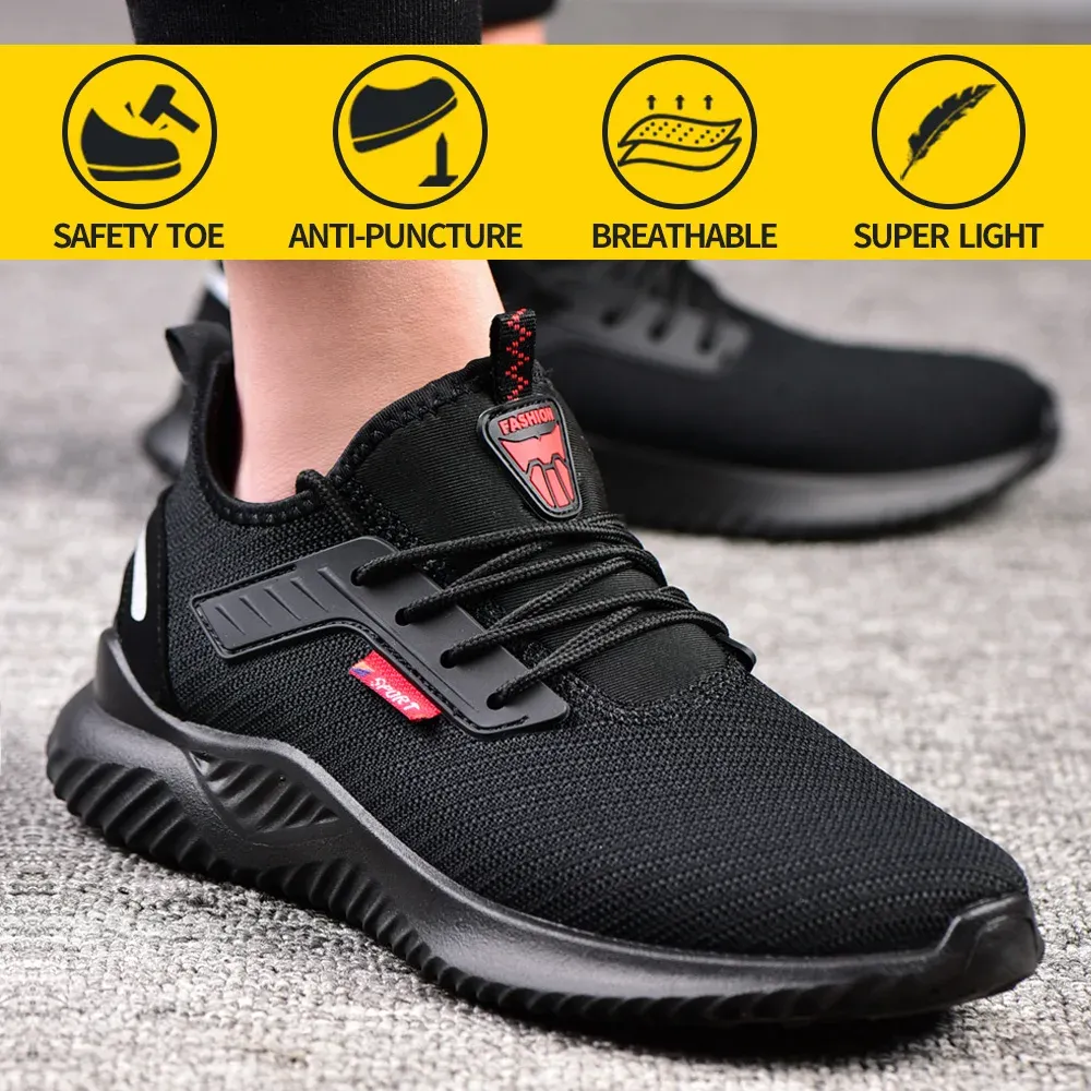 Accessoires Werkveiligheidsschoenen Antismashing stalen teen Punctie PROVENDE PROEISTE CONSTRUCTIE Lichtgewicht Ademende sneakers schoenen Men vrouwen is licht