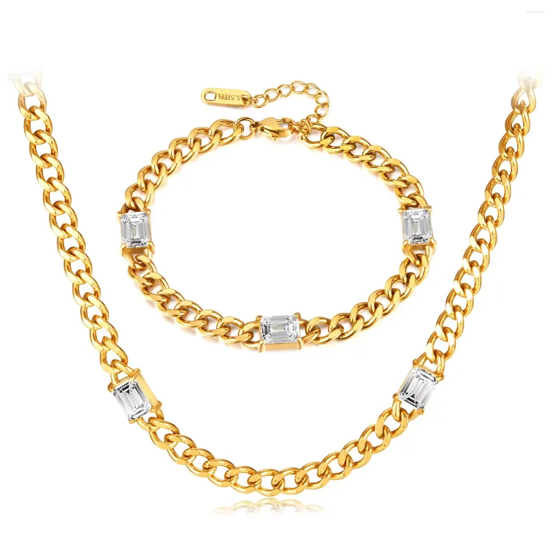 Link pulseiras italiano charme colar feminino 18k ouro sweatproof pulseira de aço inoxidável luxo zircão jóias