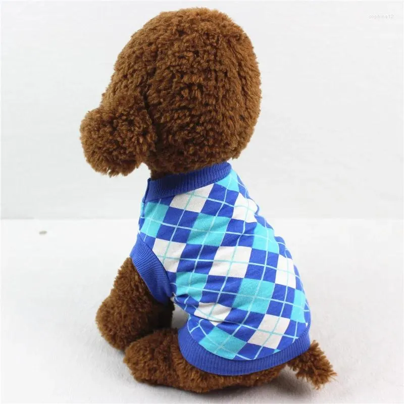 Dog Apparel Spring Summer Pet Clothes Vest T-Shirt For Diamond Grid Print Small Large Size Pets Dogs Clothing Shirt S-2XL