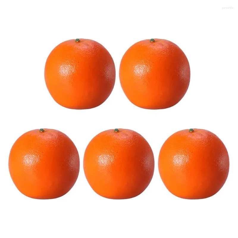 Dekorativa blommor 5 st orange modell falska frukt ornament banan dekor skums apelsiner småbarn leksaker konstgjorda dekorationer prydnader