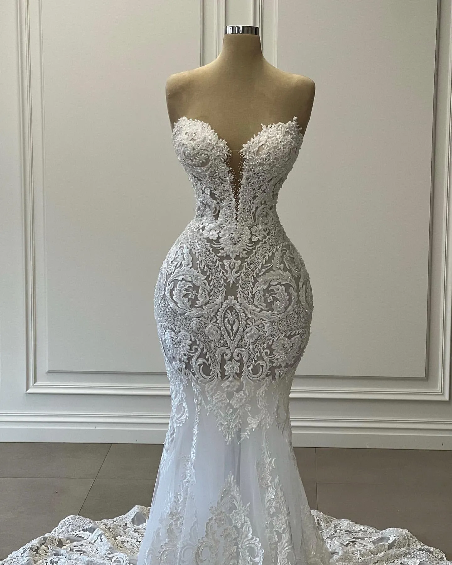 women's sweetheart full lace beach wedding dress red Charming Spaghetti straps Appliques Lace Wedding Dress,Split Chiffon B –  Musebridals main image 0