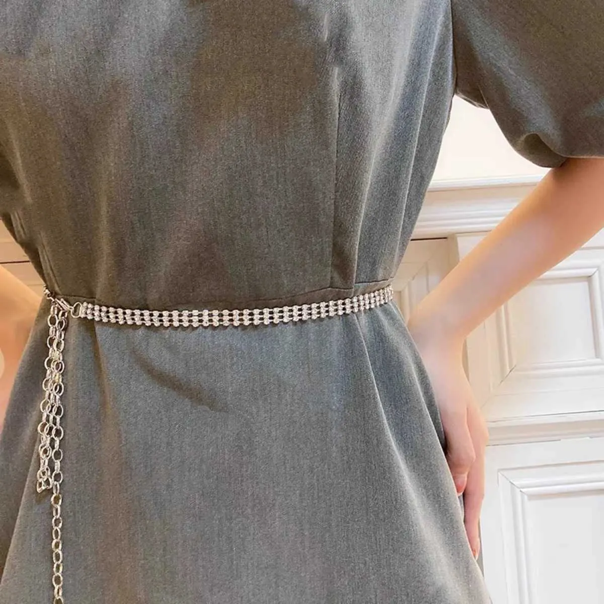New fashion dress sparkling chain belt Sparkling Crystal Waist Chain Belt - Multi-Layer Diamond  main image 3