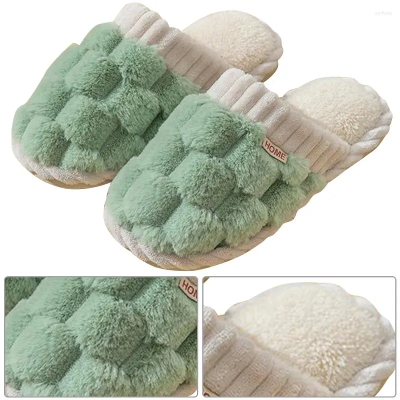 Chinelos Fuzzy Indoor Soft Plush Closed Toe Confortável Slip-on House Shoes Antiderrapante Para Homens Mulheres