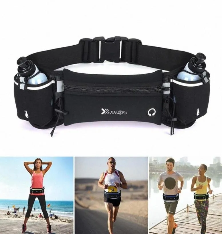 Maratona de bolso duplo correndo saco trilha correndo cinto para o telefone unisex esportes fanny pacote fitness cintura garrafa água 4swn6048471