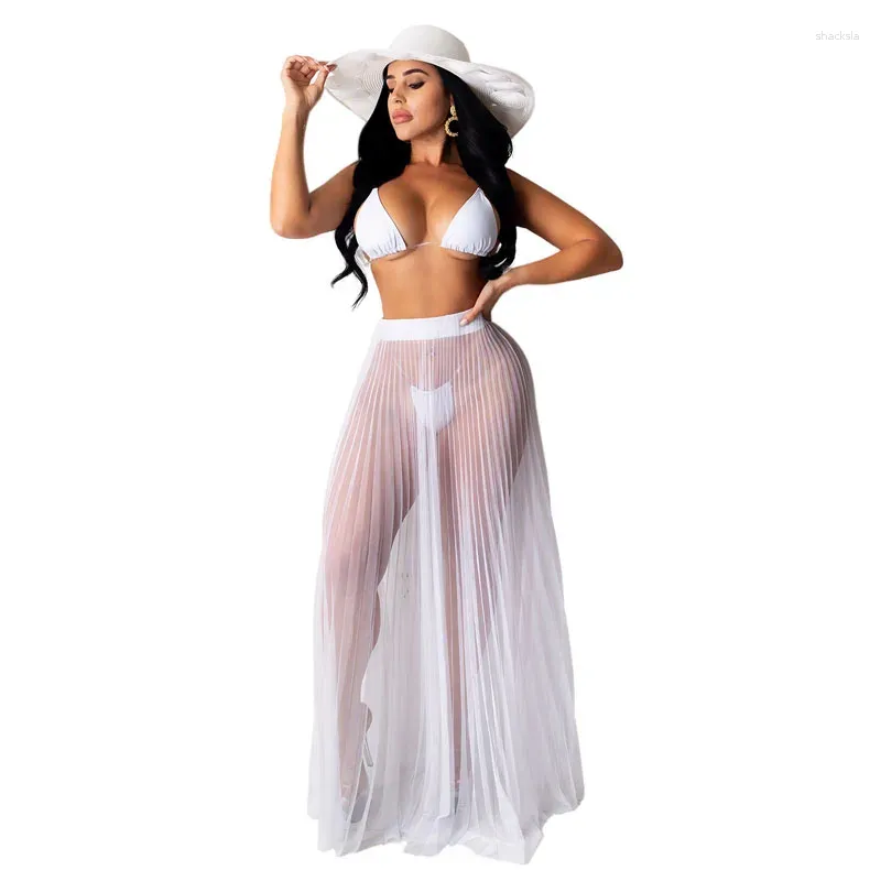 Jupes sexy mode femmes maille transparente plage longue longueur au sol femme taille haute maxi