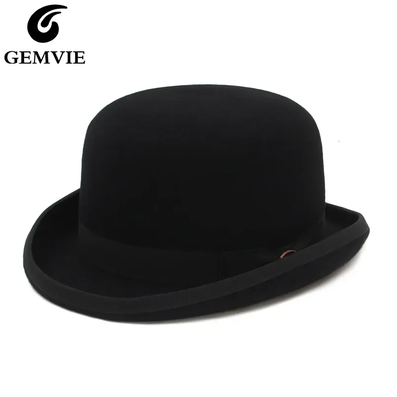 Hüte mit breiter Krempe, Eimer, GEMVIE, 4 Farben, 100 Wollfilz, Derby-Bowler für Männer und Frauen, Satin gefüttert, Mode, Party, formale Fedora-Kostüm, Mag