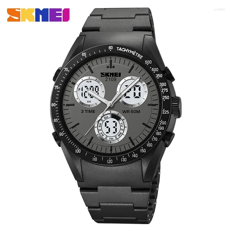 Armbandsur SKMEI 2109 Multifunktionell Time Countdown Mens Waterproof Chrono Alarm Sport Watches Military Camouflage Digital Men armbandsur